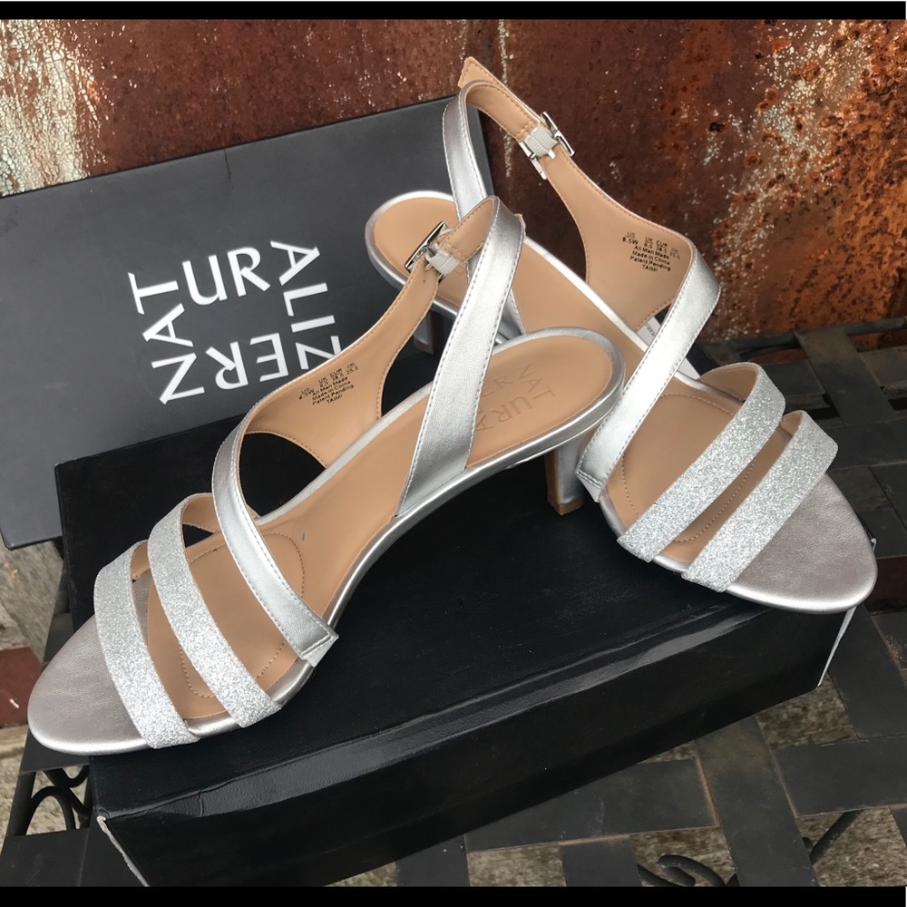 Naturalizer silver wide dress Sandal